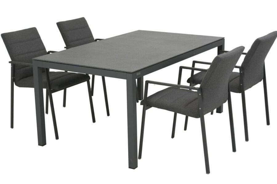 4 Seasons Outdoor Panama stackable anthracite with Salerno table 160x95cm matt carbon spraystone