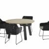 4 Seasons Outdoor Avila polyloom antraciet met ronde eettafel derby