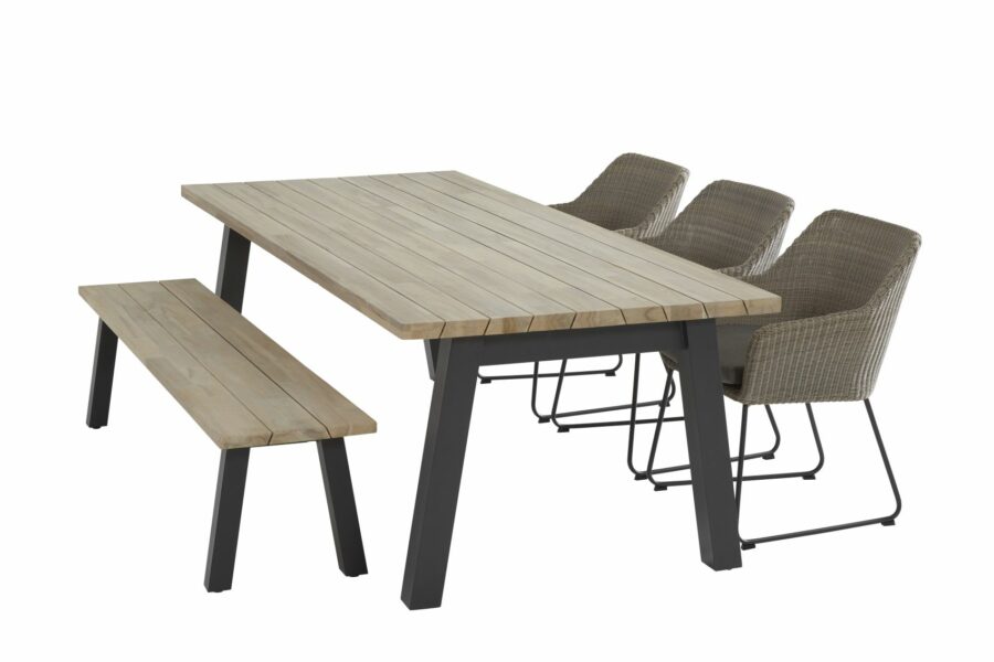 4 Seasons Outdoor Avila eetset met 3 Avila stoelen en sportbank