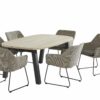 4 Seasons Outdoor Avila pebble met derby tafel 6 tuinstoelen