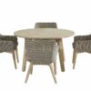 4 Seasons Outdoor Avila eettafel met polyloom met ronde teak tafel