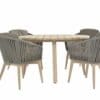 4 Seasons Outdoor Santander eetset met derby tafel rond teak hout