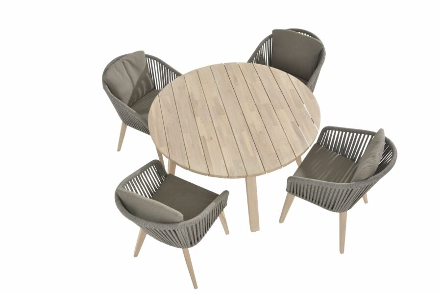 4 Seasons Outdoor Santander derby tafel 130cm ronde eettafel ronde tafel teak hout