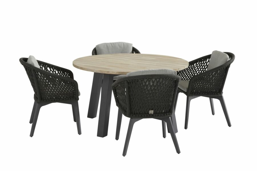 4 Seasons Outdoor Belize eetset met derby eettafel, ronde eettafel