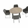 4 Seasons Outdoor Amora eetset met derby tafel ronde teak tafel