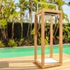 Suns solarlamp met teak frame en wit handvat medium handvat