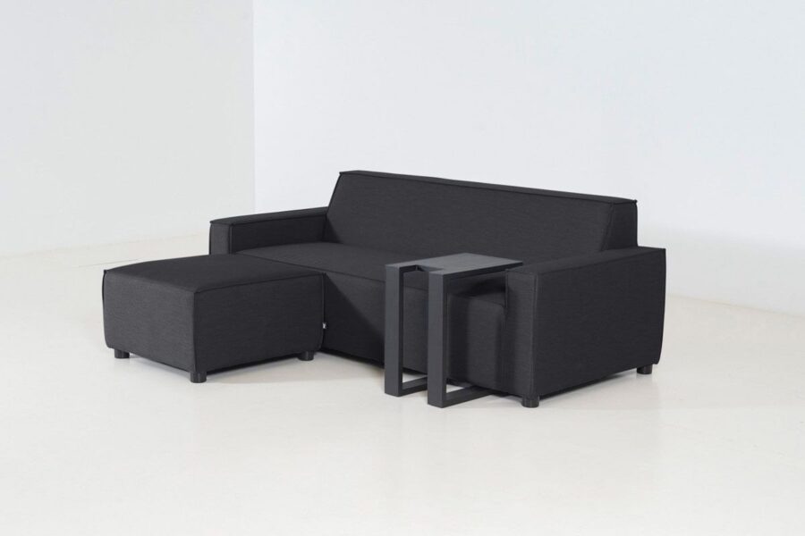 Flow Club 2,5-seater chaise sofa sooty met U-bijzettafel