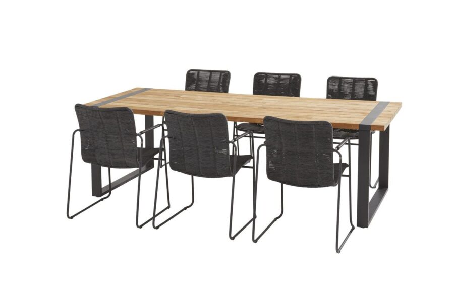 Taste by 4 Seasons Palma stapelbare stoel antraciet met Alto tafel 240 x 100 cm