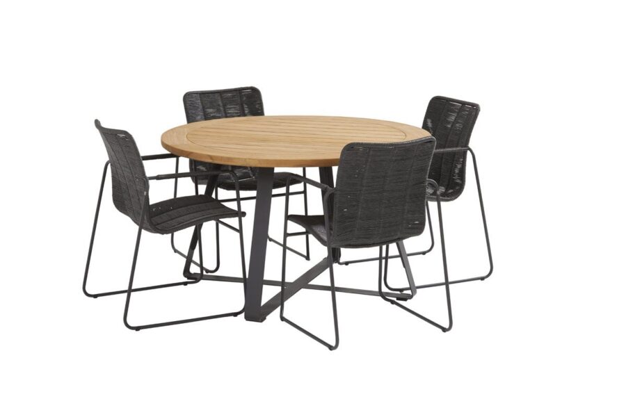 Taste by 4 Seasons Palma stapelbare stoel antraciet met Basso tafel Ø 130 cm