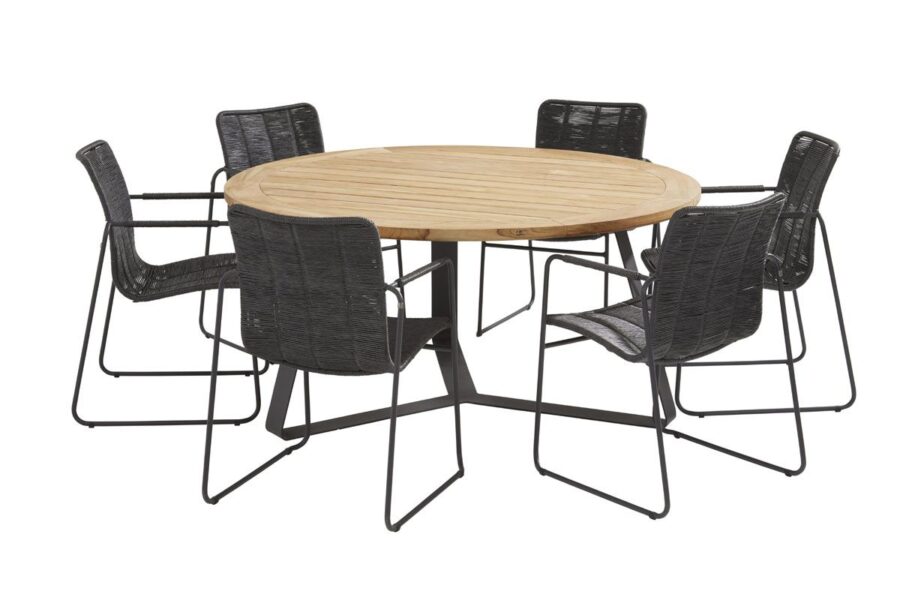 Taste by 4 Seasons Palma stapelbare stoel antraciet met Basso tafel Ø 160 cm