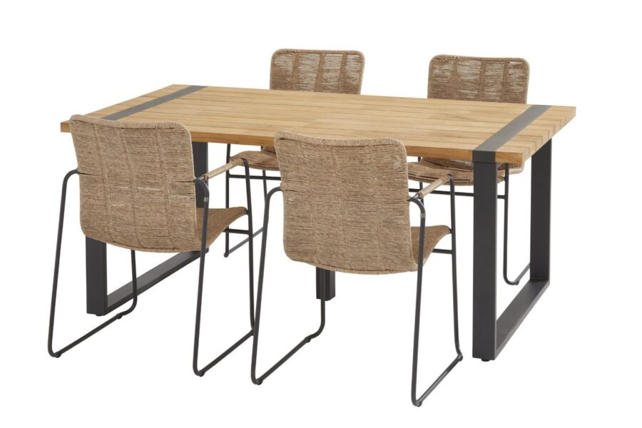 Taste by 4 Seasons Palma stapelbare stoel naturel met Alto tafel 180 x 100 cm