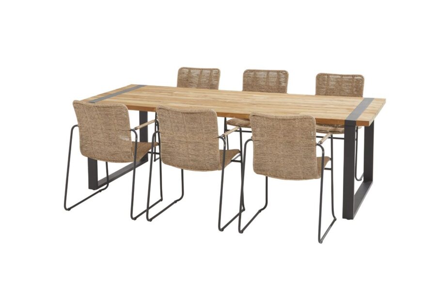 Taste by 4 Seasons Palma stapelbare stoel naturel met Alto tafel 240 x 100 cm