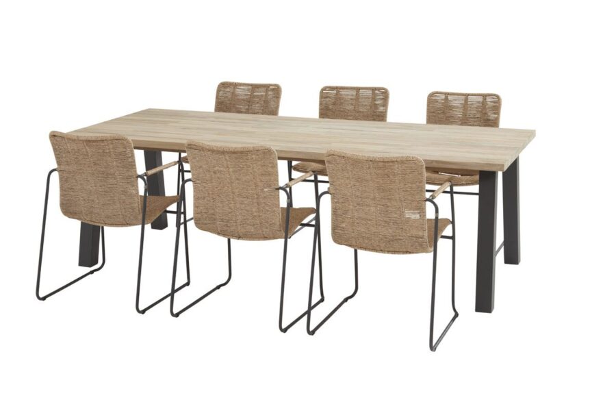 Taste by 4 Seasons Palma stapelbare stoel naturel met Derby tafel 240 x 100 cm