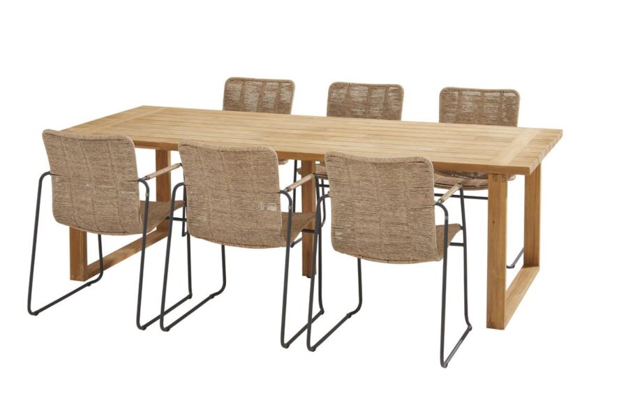 Taste by 4 Seasons Palma stapelbare stoel naturel met Spartan tafel 240 x 100 cm