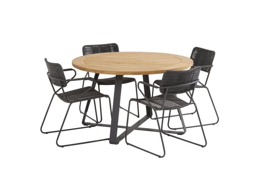 Taste by 4 Seasons Swing stapelbare stoel antraciet met Basso tafel Ø 130 cm