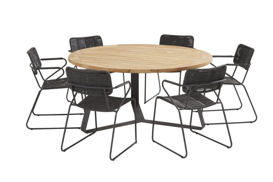 Taste by 4 Seasons Swing stapelbare stoel antraciet met Basso tafel Ø 160 cm