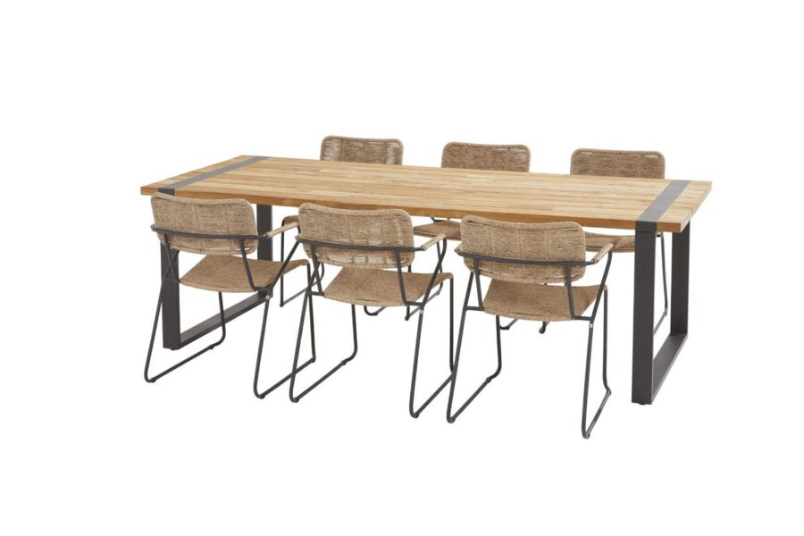 Taste by 4 Seasons Swing stapelbare stoel naturel met Alto tafel 240 x 100 cm