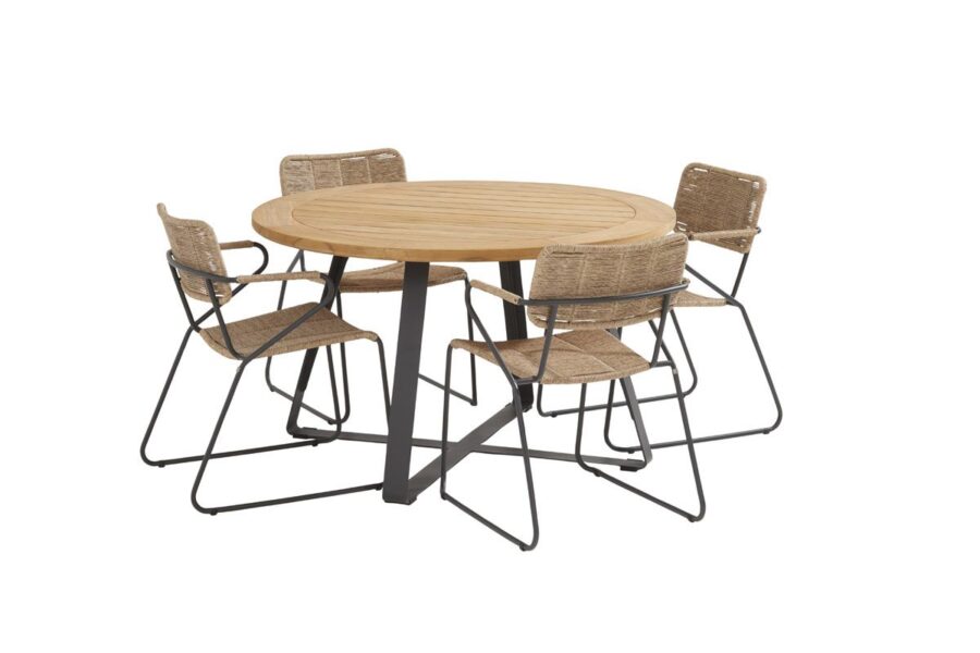 Taste by 4 Seasons Swing stapelbare stoel naturel met Basso tafel Ø 130 cm