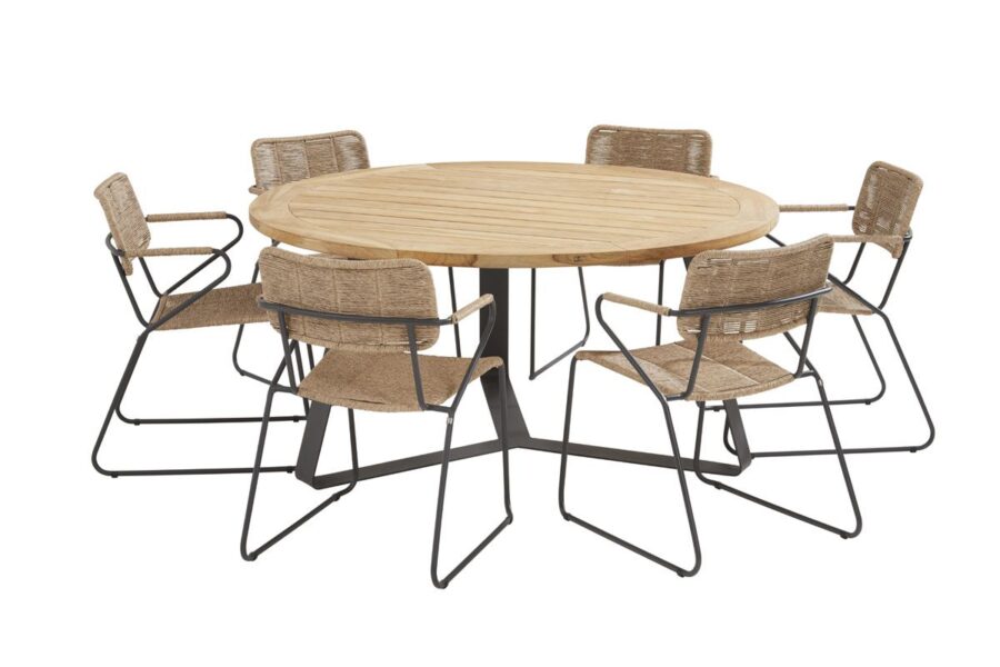 Taste by 4 Seasons Swing stapelbare stoel naturel met Basso tafel Ø 160 cm